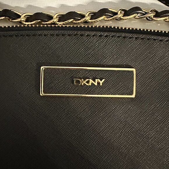 euc DKNY Small Purse - Long Chain, Black with Gold hardware - Picture 2 of 10